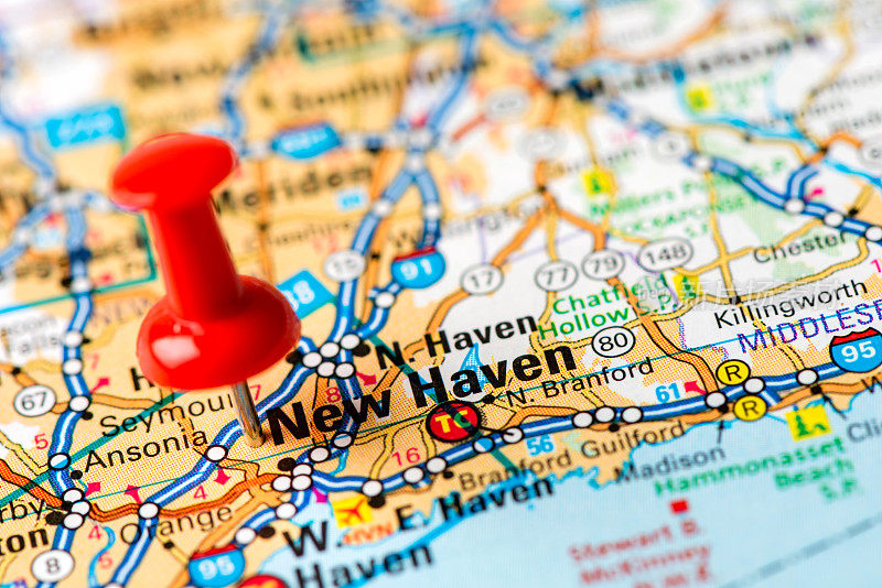 美国首都城市地图系列:纽黑文，康涅狄格州