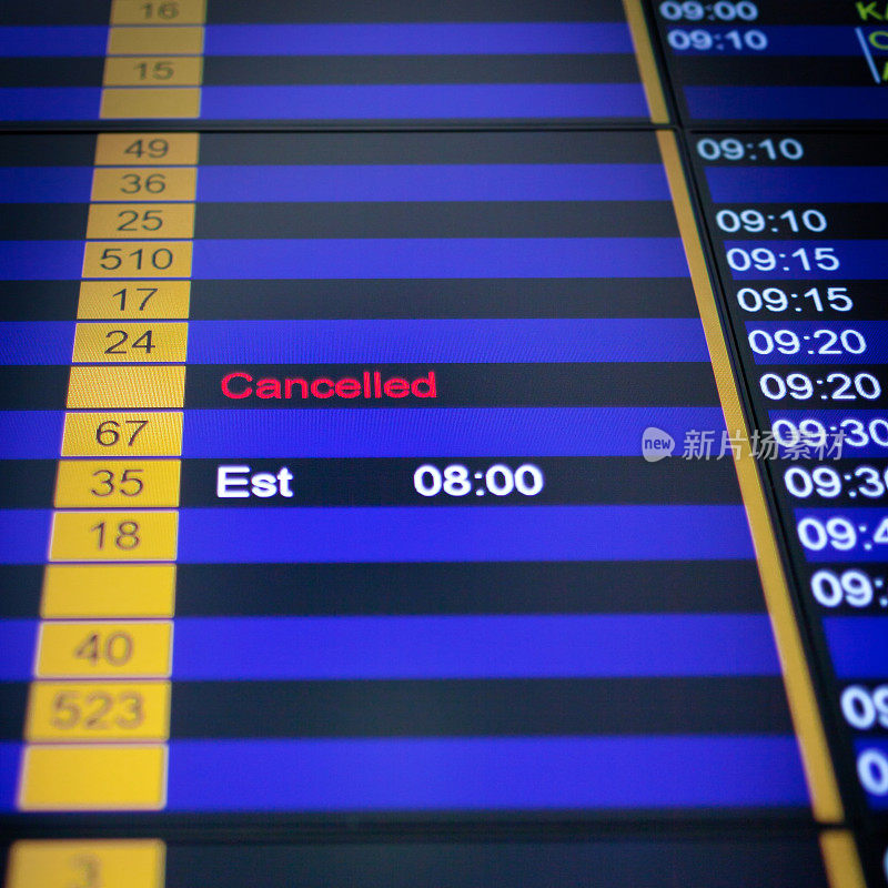 机场的航班信息板。