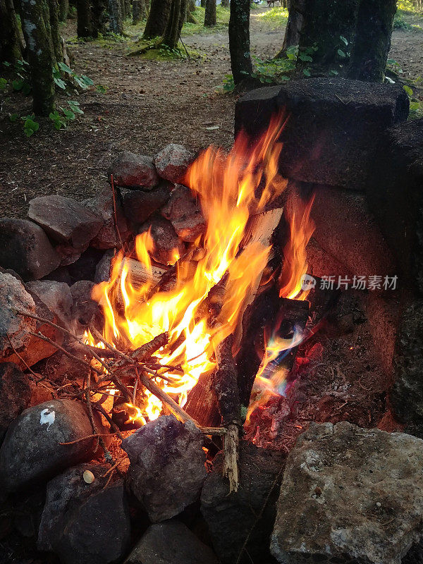 橙粉黄篝火背景全帧