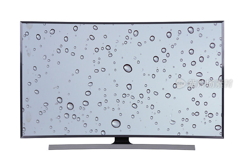 Led电视与水滴屏幕隔离在白色背景