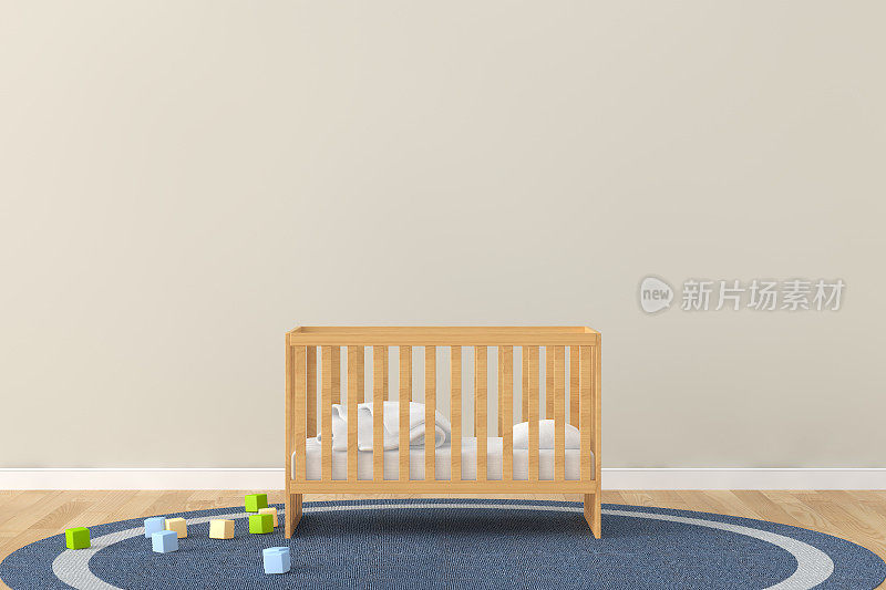 婴儿房卧室3d渲染图像