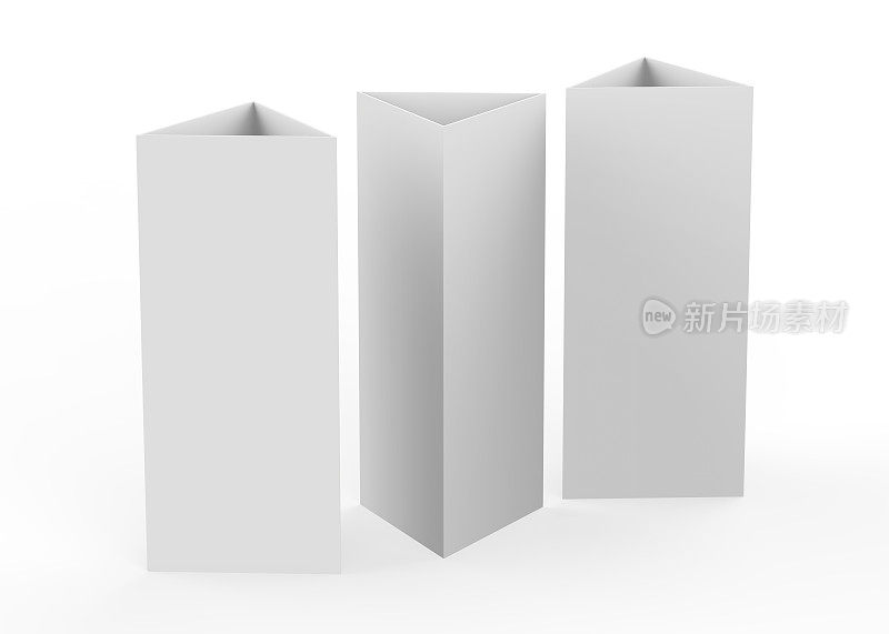 三角形卡上孤立的白色背景，3d插图