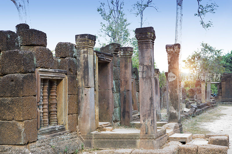 寺庙遗址(十二世纪)，暹粒，柬埔寨
