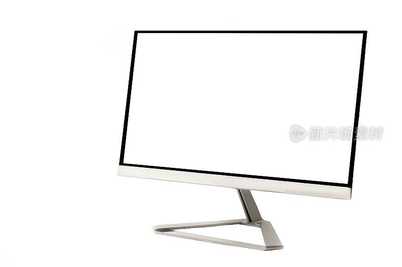 现代平板电脑黑屏显示器隔离在白色背景上