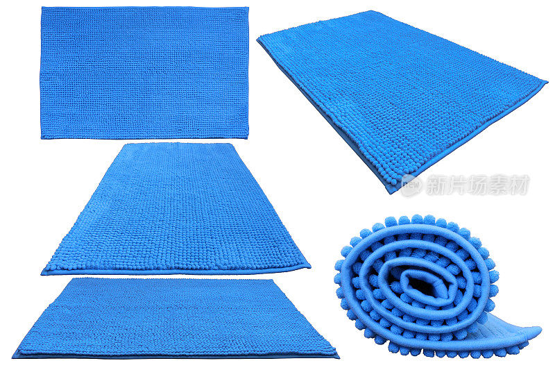 蓝色软浴室地毯