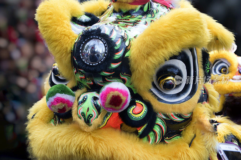 中国舞狮服装的特写