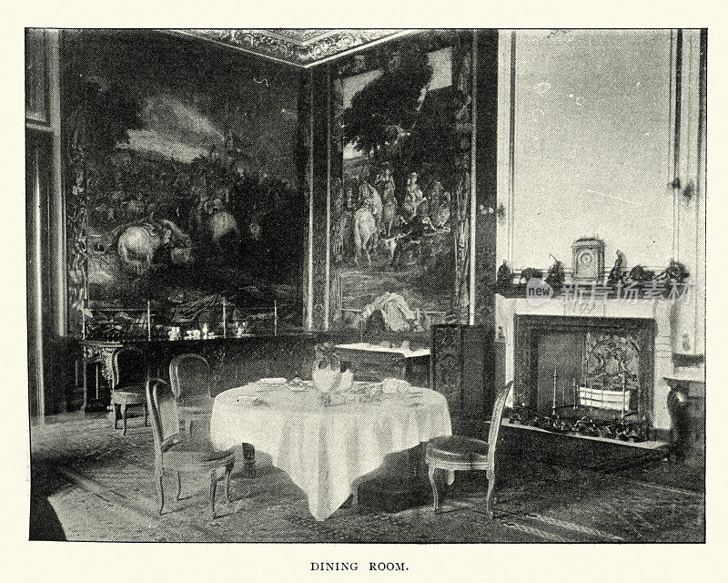 19世纪晚期，布莱尼姆宫的维多利亚式餐厅