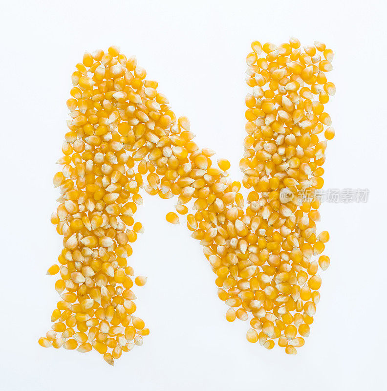 用玉米种子制成的字母N