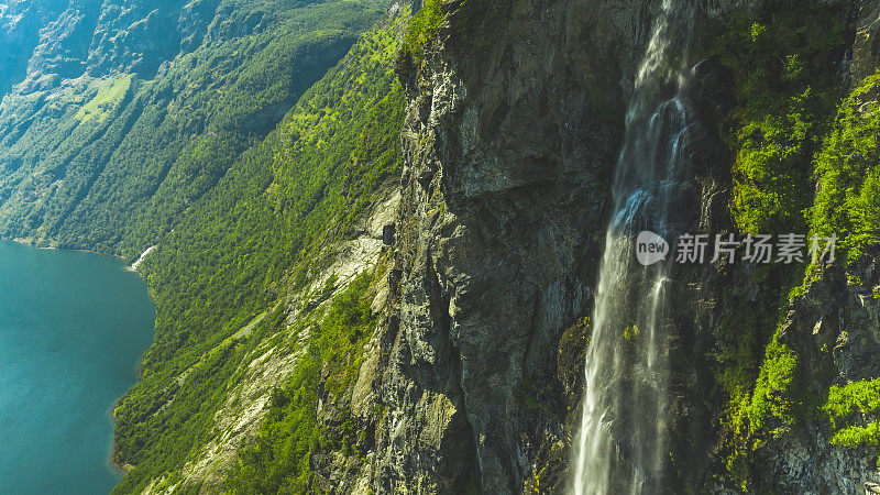 Geiranger瀑布鸟瞰图