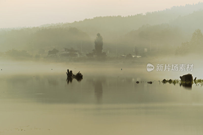 雾蒙蒙的早晨湖泊VD702