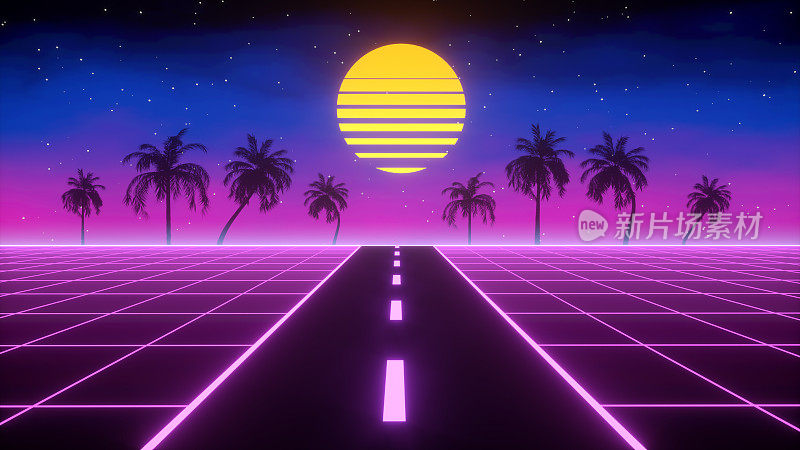 Synthwave复古的背景