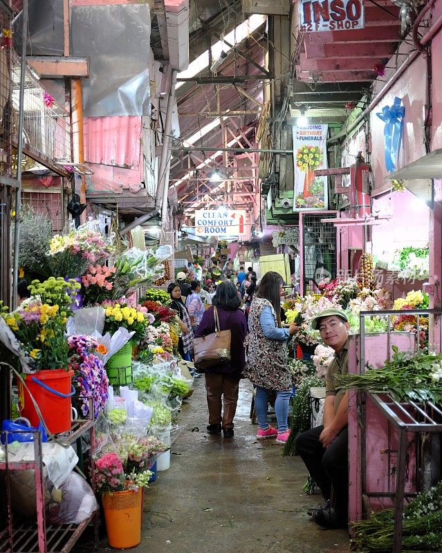菲律宾碧瑶市的花店摊位