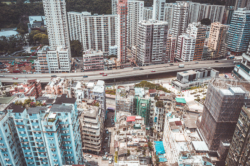 香港九龙城鸟瞰图