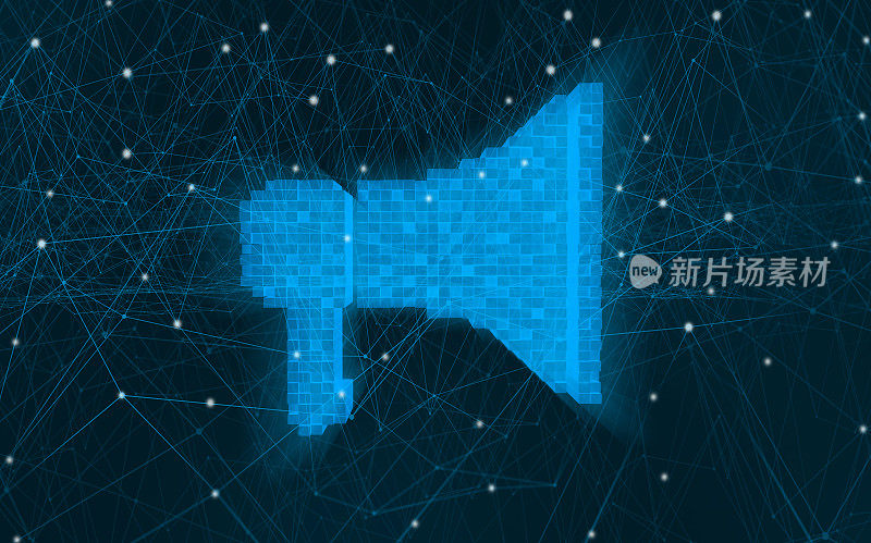 未来背景上的扩音器符号