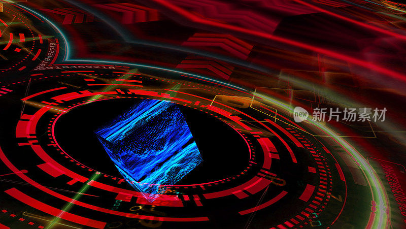 量子未来技术计算机与数字立方体反射