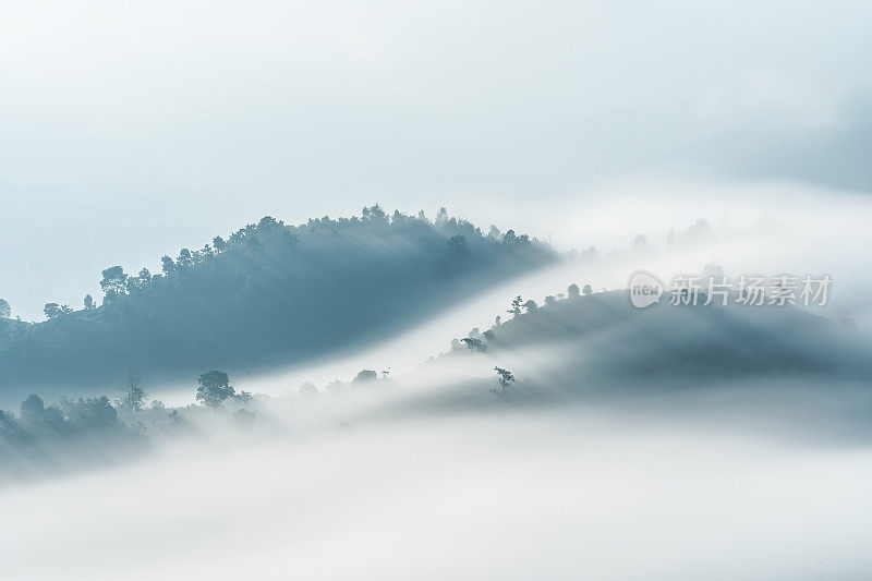 越南林东省宝禄镇林魁帕庵宝塔附近的山谷和山的美丽景色