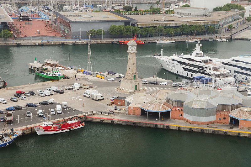 巴塞罗那港口的游艇。