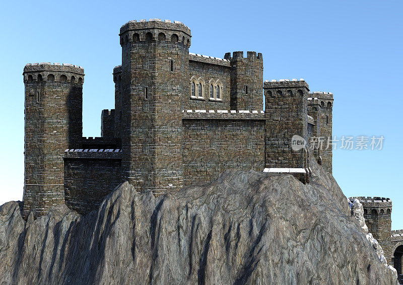 3D渲染童话冬季城堡