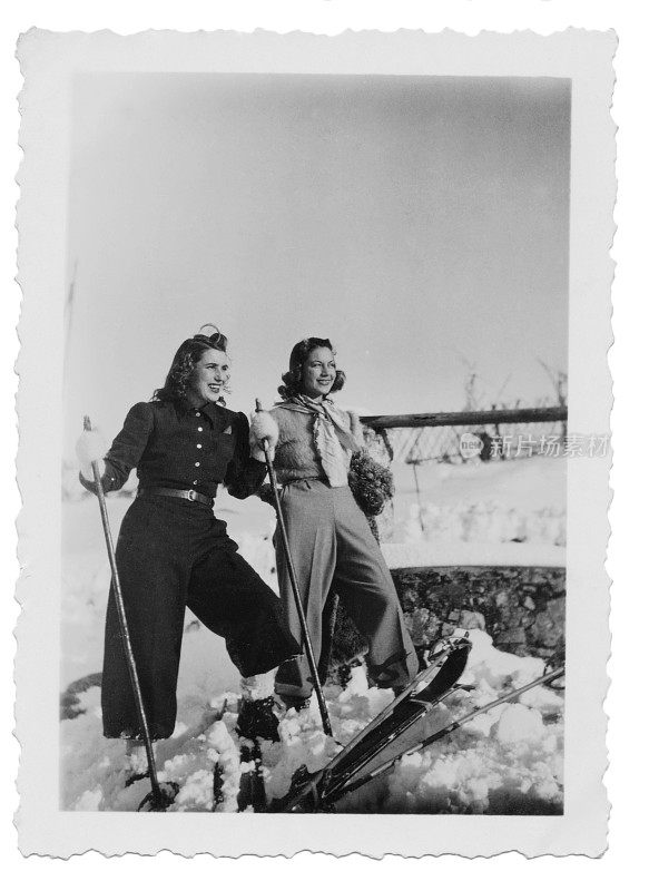 《滑雪的年轻女子》1935年。