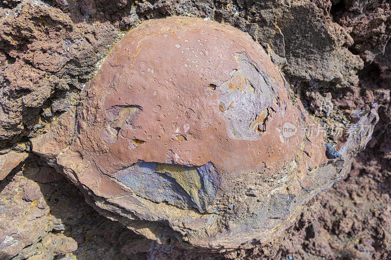 泰德国家公园，火山炸弹埋在拉皮利坡。多色火山岩。特内里费,加那利群岛