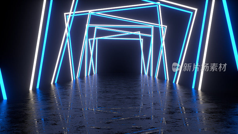 紫外氖激光发光光隧道抽象三维背景