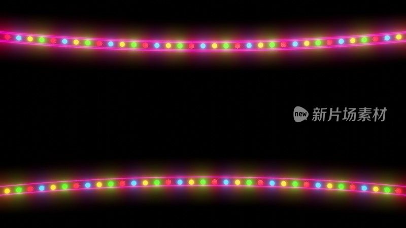 夜间广告招牌霓虹灯边框与彩色灯光在黑色的背景。三维渲染