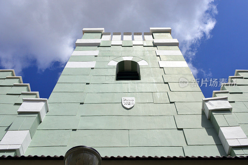 圣安妮大教堂-塔和阶梯式山墙(1752年)，威廉斯塔德，库拉帕拉索