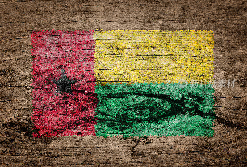 几内亚比绍国旗画在木头背景上