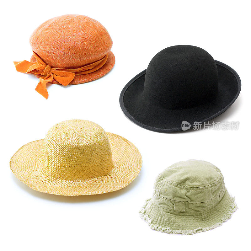 独特的帽子(圆顶礼帽，渔夫帽等)