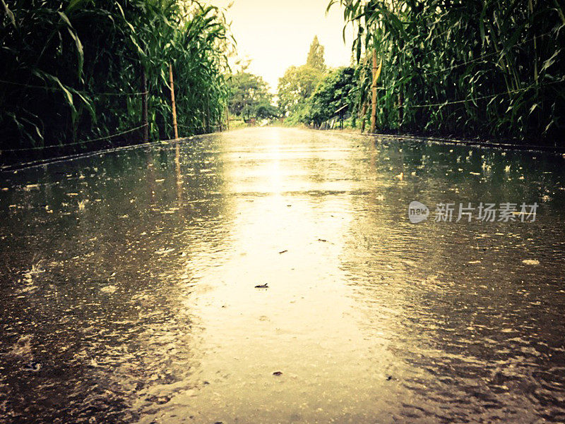 水浸泡路面