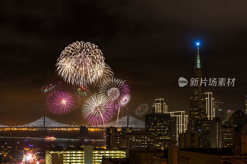 加州旧金山市中心的新年烟火