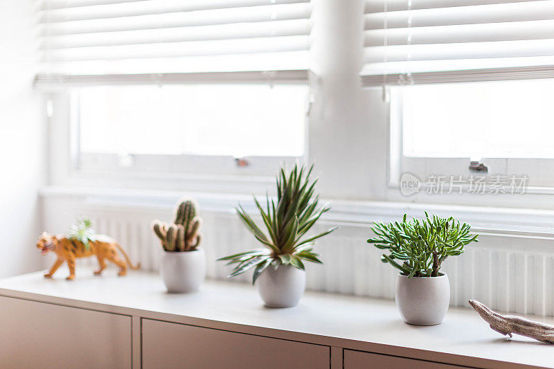 模糊的白色客厅与窗户