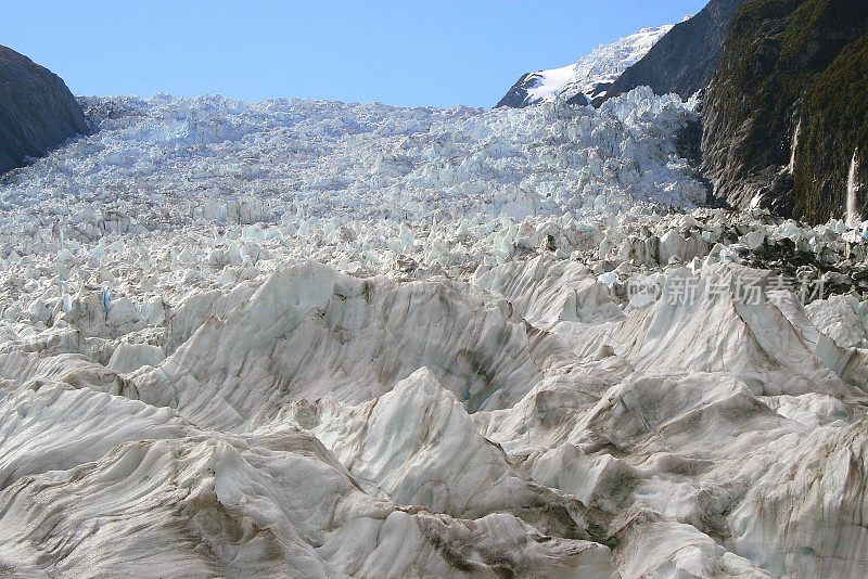 雄伟的弗朗茨约瑟夫冰川在田园诗般的南阿尔卑斯山，韦斯特兰国家公园，新西兰南部
