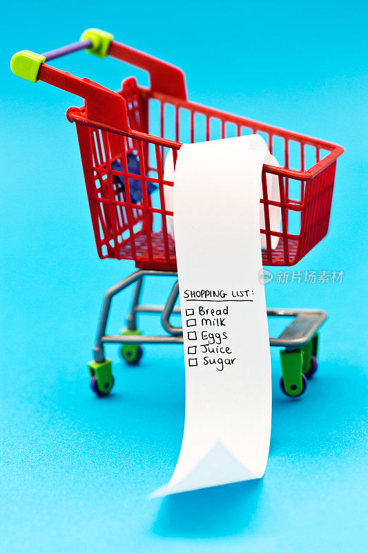 微型购物车与基本的食物购物清单