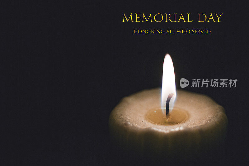 阵亡将士纪念日，老兵节，文字，黄金，燃烧的蜡烛，