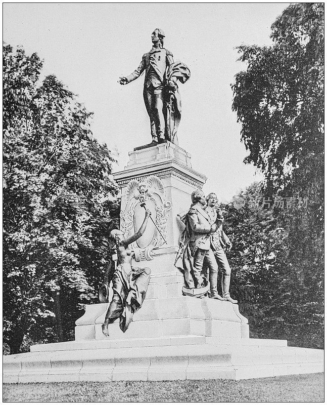 来自美国海军和陆军的古董历史照片:拉斐特雕像，华盛顿