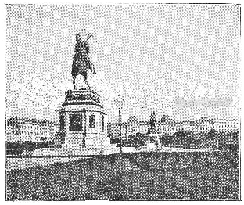 奥地利维也纳海尔登广场上的查尔斯大公雕像——19世纪奥匈帝国