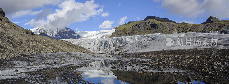 Svinafellsjokull冰川在Skaftafell国家公园，冰岛全景