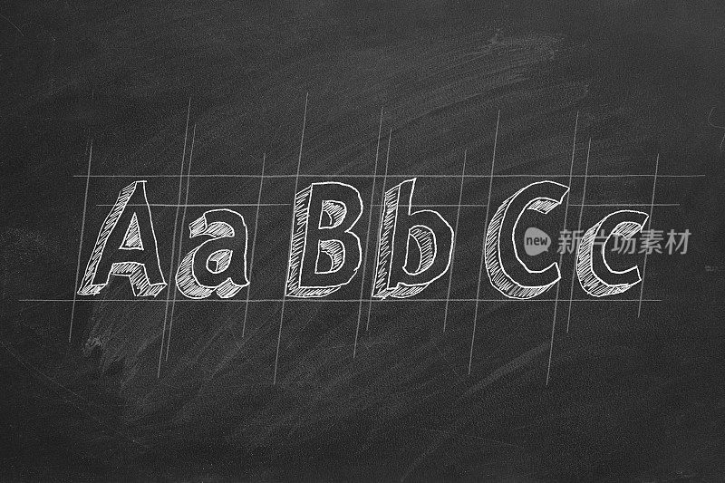 abc——黑板上英语字母表的第一个字母