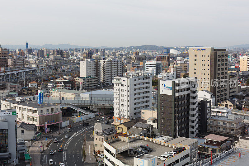 日本冈山的城市景观