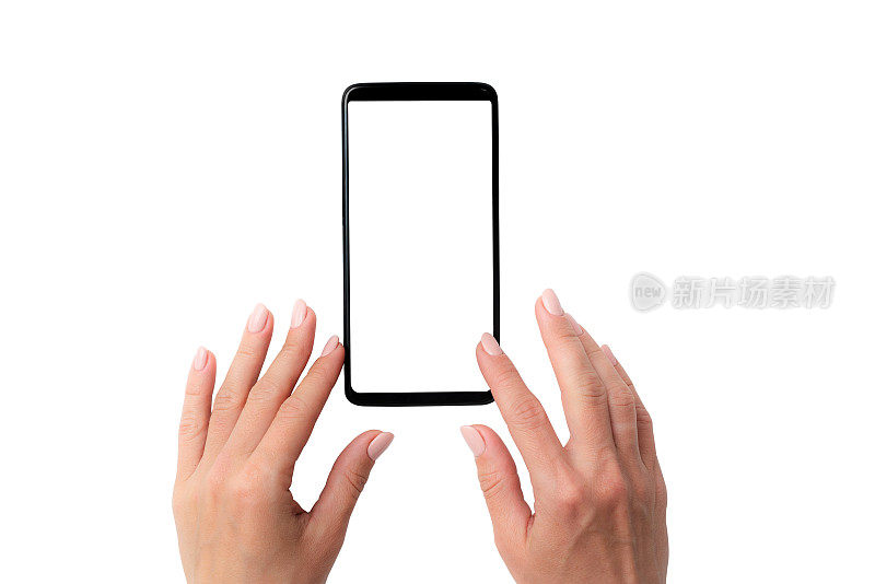 黑色智能手机，白屏在手
