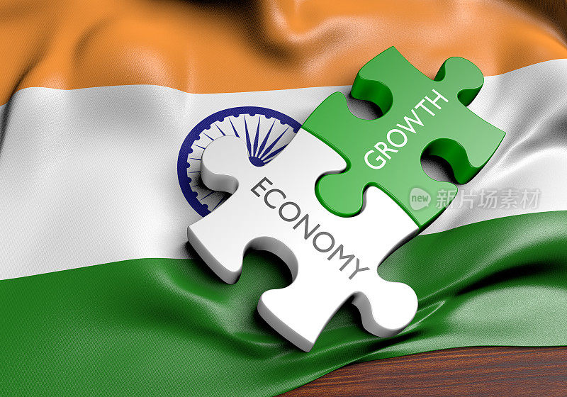 印度经济和金融市场增长概念，3D渲染