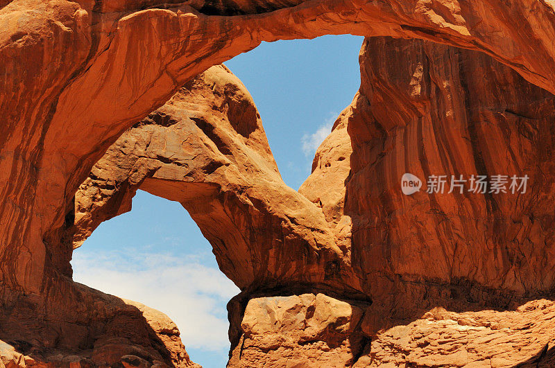 双拱岩石形成在拱门国家公园摩押犹他州