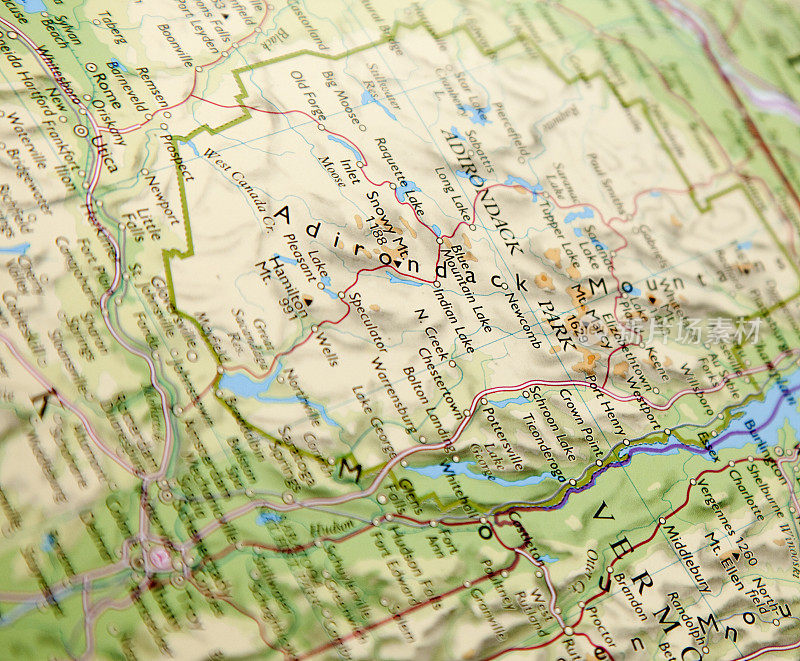 阿迪朗达克山脉的地图