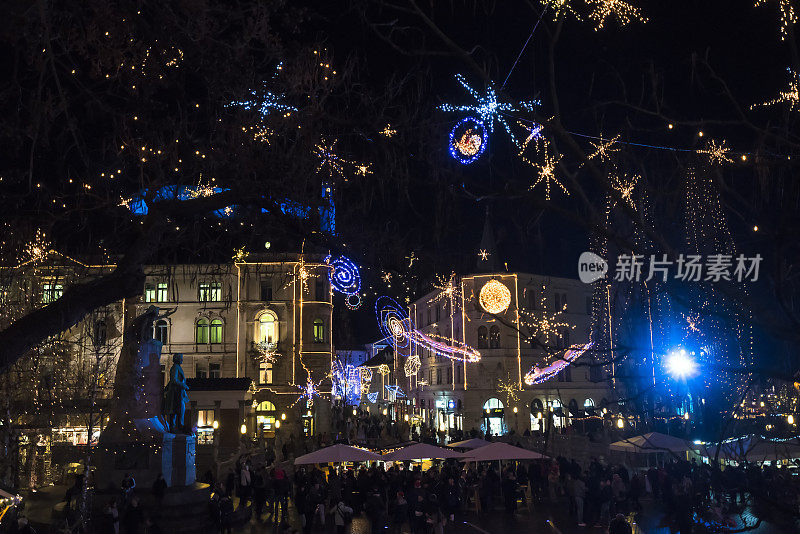 斯洛文尼亚卢布尔雅那市中心迎来新年