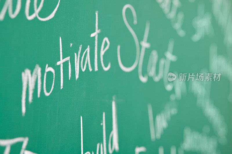 励志黑板上写着“专注于激励”