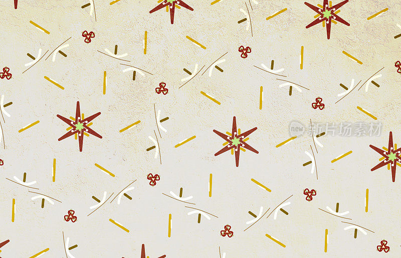 星形图案手绘米黄色壁纸背景与应用纸覆盖。