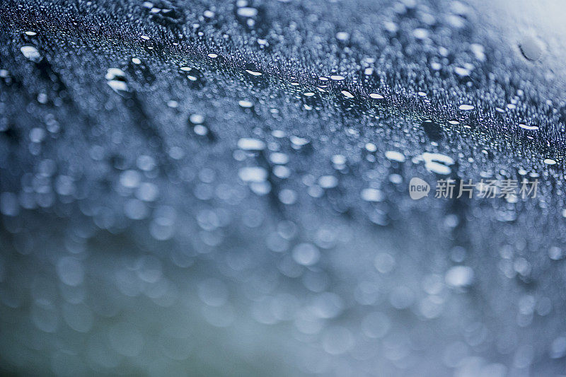 在一个夏天的一天，雨从挡风玻璃的背景。