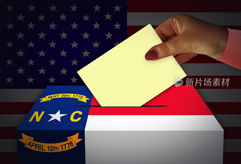 美国北卡罗来纳州的选举，在投票箱投票