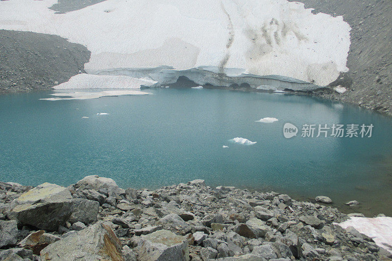 蓝色的冰川湖